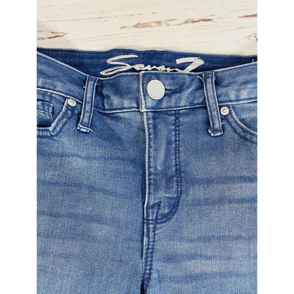 Seven7 Womens Jean Shorts Size 4 Denim Long Ladies Mid Rise Stretch USA Seven 7 - Picture 5 of 8